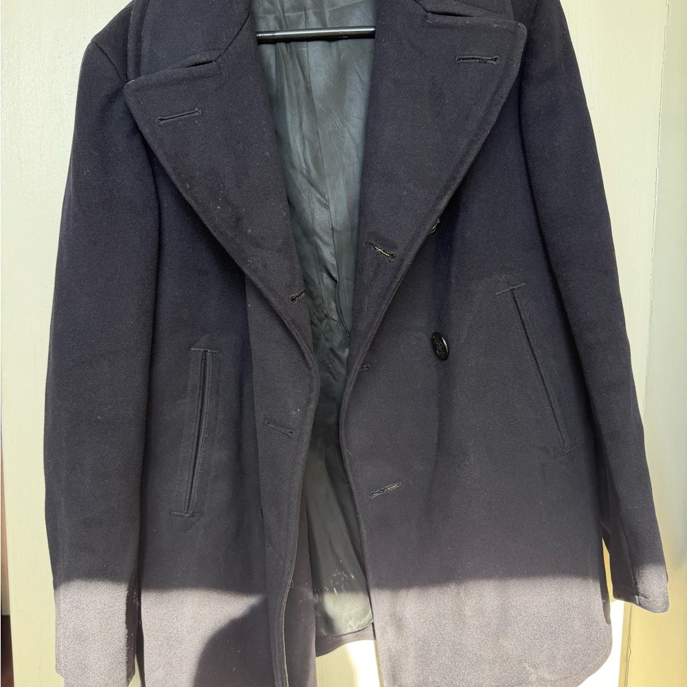 Men's US Navy Black Coat 100% Wool